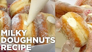 HOW TO MAKE MILKY DOUGHNUTS  MILKY DOUGHNUT FILLING RECIPE [upl. by Stockwell798]