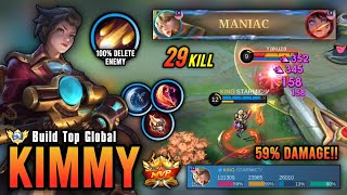 29 KILLS  MANIAC KIMMY BEST BUILD 2024  TOP GLOBAL KIMMY GAMEPLAY  MOBILE LEGENDS [upl. by Korey902]