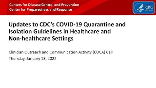 Updated CDC COVID19 Quarantine and Isolation Guidelines in Healthcare and Nonhealthcare Settings [upl. by Elehcir214]