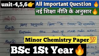 👉All Important Question 🔥BSc 1st Year Minor Chemistry 💯Unit 1 23 Chemistry 2Nd Paper NEP [upl. by Bower492]