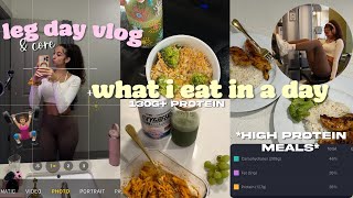 FITNESS VLOG Leg Day quads glutes hams  What I Eat in A Day 130g PROTEIN  new gym shoes [upl. by Ahsinrat415]