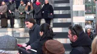 quotVA PENSIEROquot  FLASH MOB CORO SINFONICO GVERDI  MILANO 2512014 [upl. by Amasa]