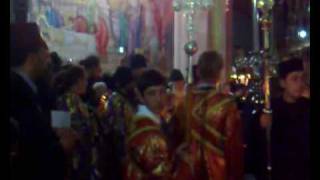 Orthodox Christian Byzantine Easter hymn at the Sepulcher church  Jerusalem [upl. by Enaerb807]