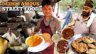 Delhi Famous Street Food  Bhogal CHOLE BHATURE  Sardar Ji Meat Wale  Mamu Chawal  Food Vlog [upl. by Sillert920]