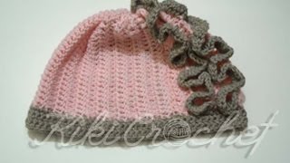 Crochet Ruffle Stitch Hat English Tutorial pt 1 [upl. by Leeban158]