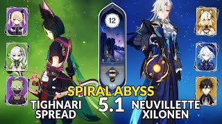 New 51 Spiral Abyss│Tighnari Spread amp Xilonen Neuvillette  Genshin Impact Floor 12 [upl. by Boniface]