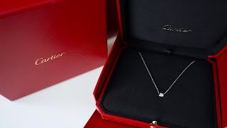 Cartier Diamants Légers necklace LM in White Gold  Unboxing amp Wear [upl. by Ydnolem96]