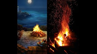 Meditation Deep Relaxing Fireplace Sounds Burning Fireplace Crackling Fire Sounds next to a lake [upl. by Oznole430]