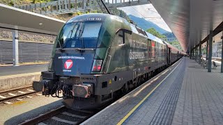 Bahnhof Feldkirch Viel Eisenbahn Verkehr mit ein paar Werbeloks und mehr [upl. by Orag]