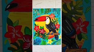 Toucan Bird Painting  Canvas Painting  Fevicryl Hobby Ideas India [upl. by Lenra]