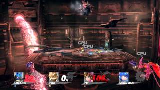 Super Smash Bros for Wii U 4player CPU match  Pyrosphere [upl. by Melgar]