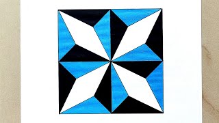 Geometric Square Design for Beginners  Super Easy Geometric Design Drawing  Geometric Design Art [upl. by Netsrek]