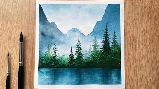 Watercolor Painting Tutorial  Misty Scenery  Easy Watercolor Painting For Beginners [upl. by Inalan]