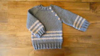 Tutoriel tricot layette marinière pour nourrisson avec boutonnières [upl. by Georgine]