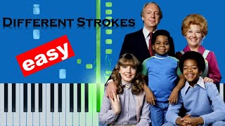 Different Strokes Theme Song Slow Easy Piano Synthesia Tutorial [upl. by Runck]