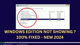 Windows Edition Selection Not Showing While installation Windows 1011 Unable to Select Edition [upl. by Orpha]