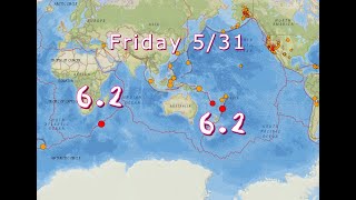 62 Earthquake Kermadec Trench 62 EQ Southwest Indian Ridge Busy Friday 5312024 [upl. by Rowen248]