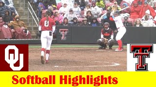 1 Oklahoma vs Texas Tech Softball Game 2 Highlights March 16 2024 [upl. by Nyleahs999]