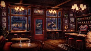 Night Owl Jazz Cafe Ambience with Relaxing Jazz Music amp Rain Sounds [upl. by Ddej]