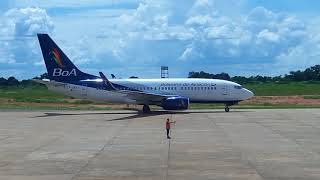 BoA Boliviana de Aviación 737700 CP2922 at Cobija Airport coming from Santa Cruz [upl. by Eenwahs]