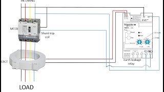 EARTH LEAKAGE RELAY ELRCBCT WIRING DIAGRAM [upl. by Hamford]