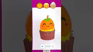 So Satisfying 🎃😊🧁 shorts youtubeshortsart viral emojichallenge drawing pumpkin [upl. by Marv458]