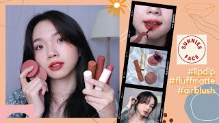 Swatch  Review Son SUNNIES FACE FLUFFMATTE LIP DIP amp Má Hồng Airblush  Trang [upl. by Konopka748]