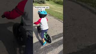 Learning TO BIKE WITH ONE FOOT bike kids [upl. by Kathleen988]