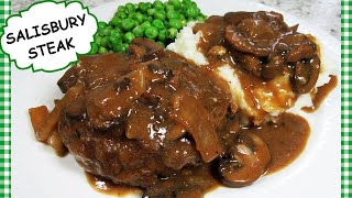 Salisbury Steak Smothered with Mushroom Gravy Classic Recipe [upl. by Ahsinnod]