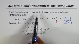 Find minimum product of two numbers with difference of 9 [upl. by Nonah]