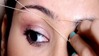 Painless Eyebrow Threading Tutorial At Home Useful Tips  SUPER EASY [upl. by Donaldson]