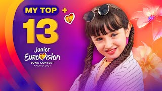 Junior Eurovision 2024 MY TOP 13 so far NEW🇪🇸 [upl. by Lonnie]