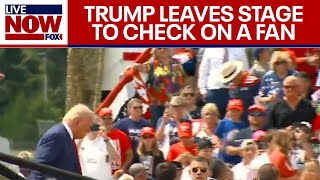 Trump leaves protective barrier and checks on rally goer who passed out  LiveNOW from FOX [upl. by Arihsay297]