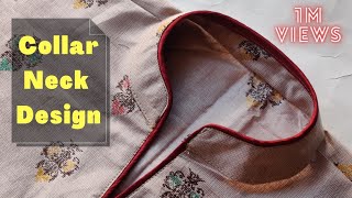 Collar Kurti Front Neck Design Cutting and Stitching  Collar Neck Design [upl. by Herodias]