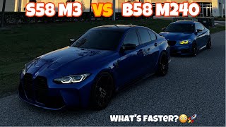 M240i vs M3 Competition  B58 vs S58 RACE [upl. by Rexanne]