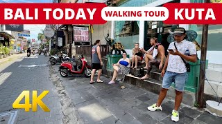 🇮🇩 LEGIAN KUTA BALI TODAY 4K Walking tour from Kuta street to Kuta beach  Bali 2023 [upl. by Wirth]