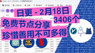 【2024年2月18日】日更  永久免费节点池分享 解锁chatgpt 奈飞流媒体4K 8K mac 苹果 windows 安卓 ios 小火箭 shadowsocks批量节点一键导入 [upl. by Notsur]