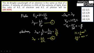 The deBroglie wavelength of an electron is the same as that of a photon If velocity of electron is [upl. by Nedearb]