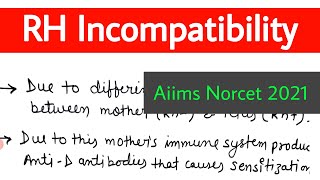 rh incompatibility I rh incompatibility in pregnancy in hindi for aiims norcet 2021 [upl. by Yahsat]