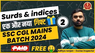 Surds amp indices class 2  SSC Cgl Mains 2024 batch by Aditya ranjan [upl. by Elrod11]