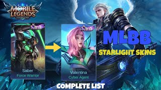 MLBB STARLIGHT SKINS COMPLETE LIST [upl. by Aneeroc]