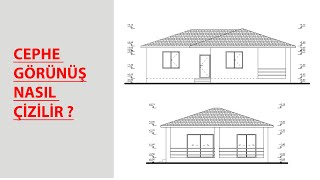 MİMARİ CEPHE amp GÖRÜNÜŞ NASIL ÇİZİLİR PLANINI ÇİZDİĞİMİZ TEK KATLI MÜSTAKİL EVİN CEPHELERİNİ ÇİZDİK [upl. by Edi719]