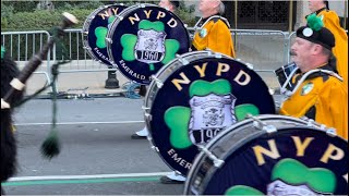 NYPD Emerald Society Bagpipes and Drums Band St Patrick’s Day NYC 2024 [upl. by Ezaria]