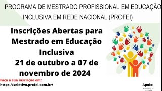 Live  Edital do Mestrado Profissional em Educação Inclusiva [upl. by Lenci]