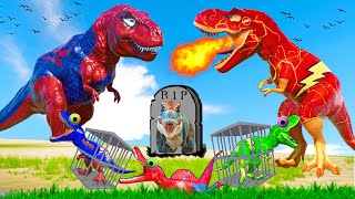 ALL SUPER HERO DINOSAURS SHOWCASE vs NEW Spiderman TRex vs Indominus Rex Dinosaur Battle Royale [upl. by Nayb]