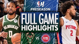 Milwaukee Bucks vs Detroit Pistons  Full Game Highlights  October 6 2024 NBA Preseason [upl. by Sigsmond]