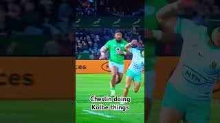 Cheslin Kolbe try Bokke vs Ireland 24 [upl. by Enicnarf]