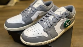 StockX unboxing Air Jordan 1 Low “Vintage Stealth Grey” [upl. by Esinad864]