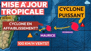 Le puissant cyclone Bheki se dirige vers lîle Maurice et la Réunion affaiblissant [upl. by Yesor]