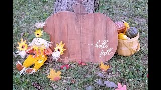 My Repurposed Life how to make a wooden pumpkin Hello Fall sign [upl. by Jansen]